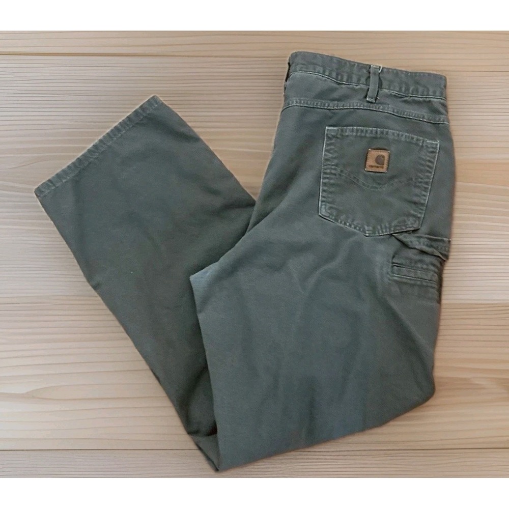 Carhartt B159 Loose Fit Canvas Carpenter Pants DMS Dark Moss Workwear Mens 40x34